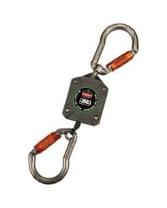 Ergodyne Squids 3003 Retractable Tool Lanyard With Dual Locking Carabiners, 48in, Gray