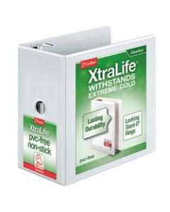 Cardinal XtraLife ClearVue Nonstick Locking Slant 3-Ring Binder, 6in D-Rings, 55% Recycled, White
