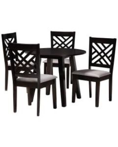 Baxton Studio Lilly Dining Set, 29-15/16inH x 35-7/16inW x 35-7/16inD, Gray/Dark Brown