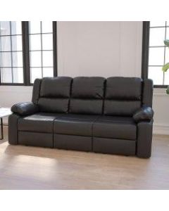 Flash Furniture Harmony Series LeatherSoft Sofa With 2 Built-In Recliners, Black