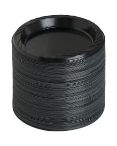 Genuine Joe Round Plastic Black Plates - 125 / Pack - 6in Diameter Plate - Plastic - Serving - Disposable - Black - 1000 Piece(s) / Carton