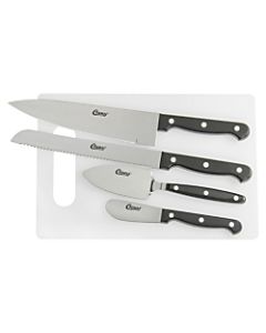 Acme United 5-Piece Breakroom Knife Set With Cutting Board, Black