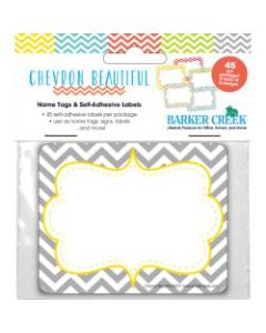 Barker Creek Self-Adhesive Name Badge Labels, 3 1/2in x 2 3/4in, Chevron Beautiful, Pack Of 45