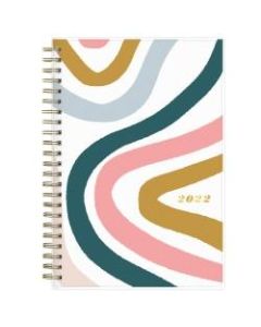 Blue Sky Brit + Co Frosted Weekly/Monthly Planner, 5in x 8in, Rainbow Swirls, January To December 2022, 136014