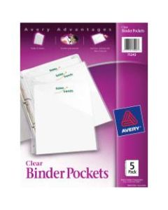 Avery Binder Pockets, 8 1/2in x 11in, Clear, Pack Of 5