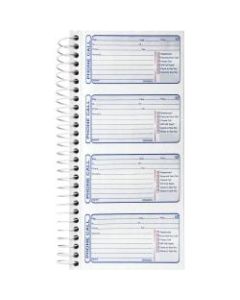 Sparco 4CPP Carbonless Telephone Message Book - 400 Sheet(s) - Spiral Bound - 2 PartCarbonless Copy - 2.75in x 4.75in Form Size - 5 1/4in x 11in Sheet Size - White - Blue Print Color - 1 Each