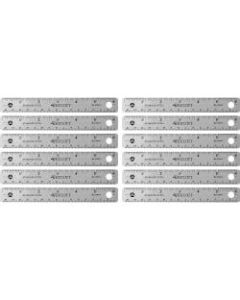 Westcott Stainless Steel Rulers - 6in Length 0.8in Width - 1/16, 1/32 Graduations - Metric, Imperial Measuring System - Stainless Steel - 12 / Box - Stainless Steel