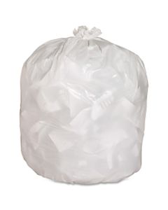 Genuine Joe 75% Recycled Heavy-Duty Contractor Trash Bags, 13 Gallons, 24in x 31in, White, Box Of 150