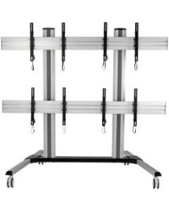 Tripp Lite Mobile Quad-Screen Video Wall - For Four 45in to 55in TVs and Monitors, Heavy Duty - Up to 55in Screen Support - 528 lb Load Capacity - 67.7in Height x 32.9in Width x 27.6in Depth - Floor - Steel, Aluminum - Black, Silver