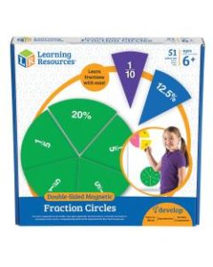 Learning Resources Double-Sided Magnetic Fraction Circles, 7 1/2in, Grades 1-9, Set Of 9