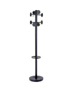 Alba Steel Coat Rack, 8 Pegs, 26 4/5inH, Black