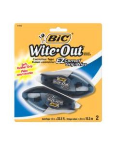 Wite-Out Brand EZ Grip Correction Tape - 33.50 ft Length - 1 Line(s) - White Tape - Rubber Grip - 2 / Pack - White