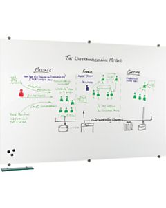 MooreCo Visionary Glass Unframed Dry-Erase Whiteboard, 72in x 48in, White