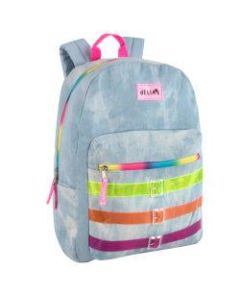 Delias Fuzzy Backpack, Blue Denim Rainbow