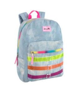 Delias Fuzzy Backpack, Blue Denim Rainbow