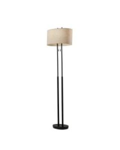 Adesso Duet Floor Lamp, 64inH, Taupe Shade/Antique Bronze Base