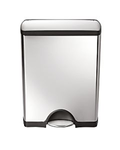 simplehuman Rectangular Metal Step Trash Can, 13 Gallons, 25-3/4inH x 15-12/16inW x 12-12/16, Brushed Stainless Steel
