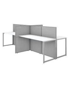 Bush Business Furniture Easy Office 60inW 4-Person Cubicle Desk Workstation With 45inH Panels, Pure White/Silver Gray, Standard Delivery