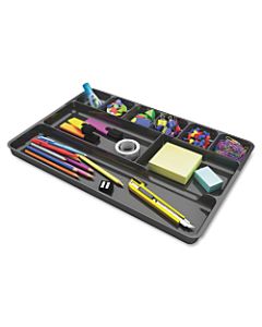 Deflect-O Plastic Desk Drawer Organizer, 1inH x 14inW x 9inD, Black