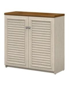 Bush Furniture Fairview Small Storage Cabinet With Doors, Antique White/Tea Maple, Standard Delivery