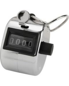 Sparco Finger Ring Tally Counter - 4 Digit - Finger Ring - Handheld - Chrome Plated Steel - Silver