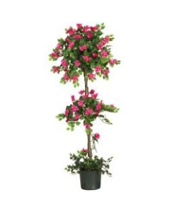 Nearly Natural 5ftH Polyester Mini Bougainvillea Topiary With Planter, Green/Pastel