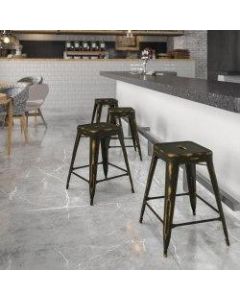 Flash Furniture Commercial-Grade Distressed Metal Counter Stool, Copper