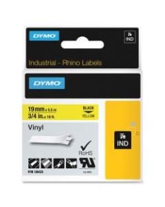 DYMO Colored Industrial Rhino Vinyl Labels, 3/4inW x 18 3/64L , Rectangle, Black on Yellow