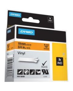 DYMO Colored Industrial Rhino Vinyl Labels, 3/4inW x 18L, Black on Orange