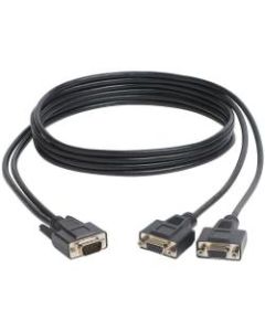Tripp Lite 6ft VGA Monitor Y Splitter Cable High Resolution HD15 M/2xF 6ft - 6 ft VGA Video Cable for PC, Monitor - First End: 1 x HD-15 Male VGA - Second End: 2 x HD-15 Female VGA - Splitter Cable - Supports up to 1600 x 1200 - Shielding - Black