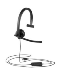 Logitech USB Headset Mono H570e - Mono - USB - Wired - 31.50 Hz - 20 kHz - Over-the-head - Monaural - Supra-aural - Noise Cancelling, Electret Microphone