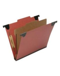 SKILCRAFT 2/5 Tab Cut Letter Recycled Hanging Folder - 1in Folder Capacity - 8 1/2in x 11in - Top Tab Position - 1 Divider(s) - Pressboard, Kraft, Fiber - Red - 60% - 10 / Box