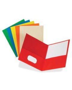 Oxford Letter Recycled Pocket Folder - 8 1/2in x 11in - 100 Sheet Capacity - 2 Internal Pocket(s) - Leatherette Paper - Red - 10% Recycled - 25 / Box