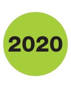 Office Depot Brand 2020 Year Labels, Circle, DL6820, 3in, Fluorescent Green, Roll Of 500 Labels