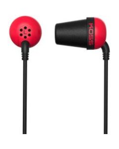 Koss Plug Earphone - Stereo - Red - Mini-phone (3.5mm) - Wired - 16 Ohm - 20 Hz 20 kHz - Earbud - Binaural - In-ear - 3.94 ft Cable