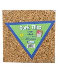 Flipside Products Cork Tiles, 6in x 6in, Set of 4