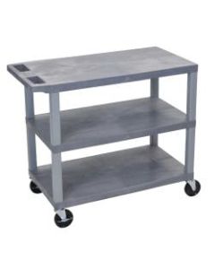 Luxor E-Series Plastic Cart, 3-Shelves, 36 1/4inH x 35 1/4inW x 18inD, Gray