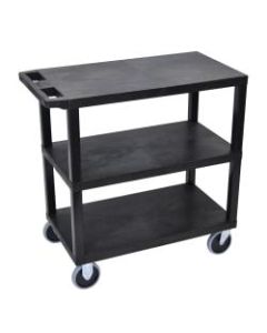 Luxor E-Series Plastic Cart, 3-Shelves, Heavy Duty, 36 1/4inH x 35 1/4inW x 18inD, Black