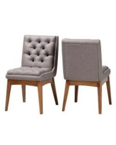 Baxton Studio Makar Dining Chairs, Gray/Walnut Brown, Set Of 2 Chairs