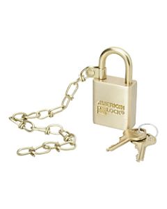 SKILCRAFT Solid Brass Case Padlock With 3in Chain, 1 1/2in x 1in, Set Of 5 (AbilityOne 5340-01-588-1676)