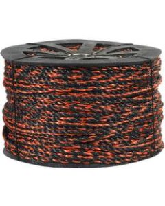 Office Depot Brand Twisted Polypropylene Rope, 2,450 Lb, 3/8in x 600ft, Black/Orange