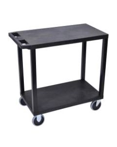 Luxor E-Series Plastic Cart, 2-Shelves, Heavy-Duty, 36 1/4inH x 32inW x 18inD, Black