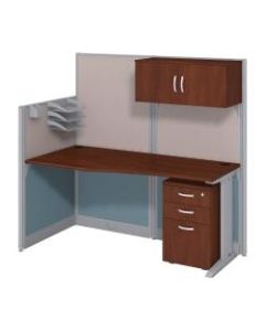 Bush Business Furniture Office In An Hour Straight Workstation with Storage & Accessory Kit,Hansen Cherry Finish, Premium Delivery