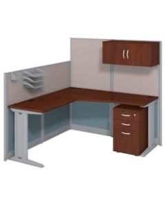 Bush Business Furniture Office In An Hour L Workstation with Storage & Accessory Kit, Hansen Cherry Finish, Premium Delivery