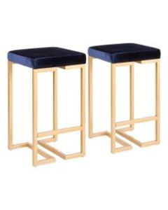 LumiSource Midas Counter Stools, Black/Blue, Set Of 2 Stools