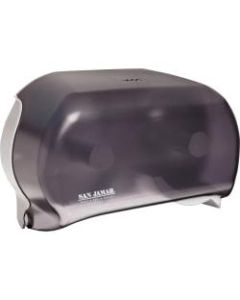 San Jamar Dual Roll Tissue Dispenser - Roll Dispenser - 2 x Roll - 12.8in Height x 12.2in Width x 5.7in Depth - Plastic - Black Pearl - Ergonomic, Hygienic, Translucent, Compact, Contemporary Style, Durable, Break Resistant, Anti-bacterial - 6 / Carton