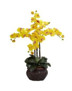 Nearly Natural 31inH Silk Phalaenopsis Arrangement With Decorative Pot, Yellow