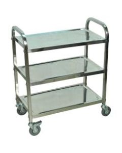 Luxor L100S3 Stainless-Steel 3-Shelf Kitchen Cart, 35inH x 26inW x 16inD, Silver