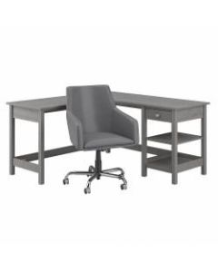 Bush Furniture Broadview 60inW L-Shaped Computer Desk And Chair Set, Modern Gray, Standard Delivery