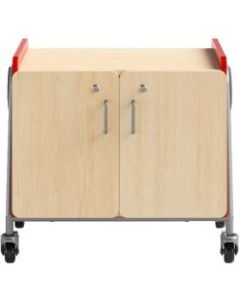 Safco Whiffle Double-Column 2-Shelf Mobile Storage Cart With Drawers, 48inH x 30inW x 19-3/4inD, Red